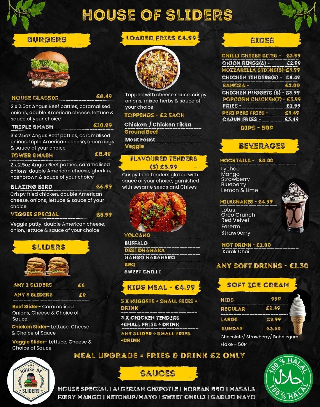 House of Sliders menu