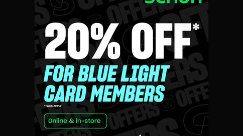 20% OFF* Full Price for Blue Light Card Members Online & Instore